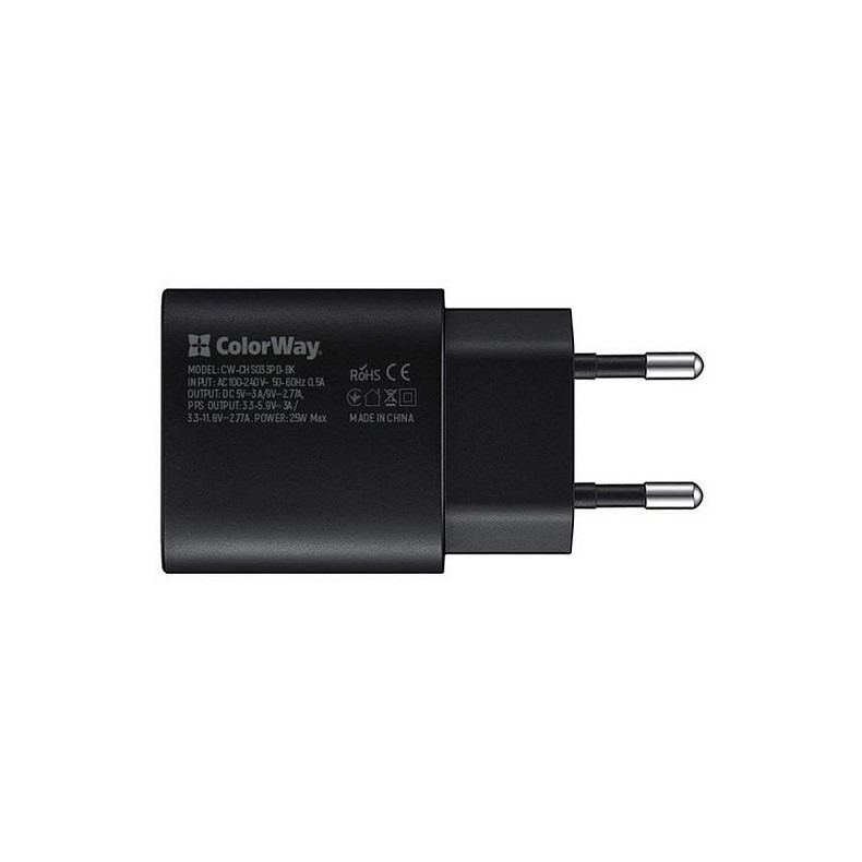 Сетевое зарядное устройство ColorWay Power Delivery Port PPS 25W Black (CW-CHS033PD-BK)