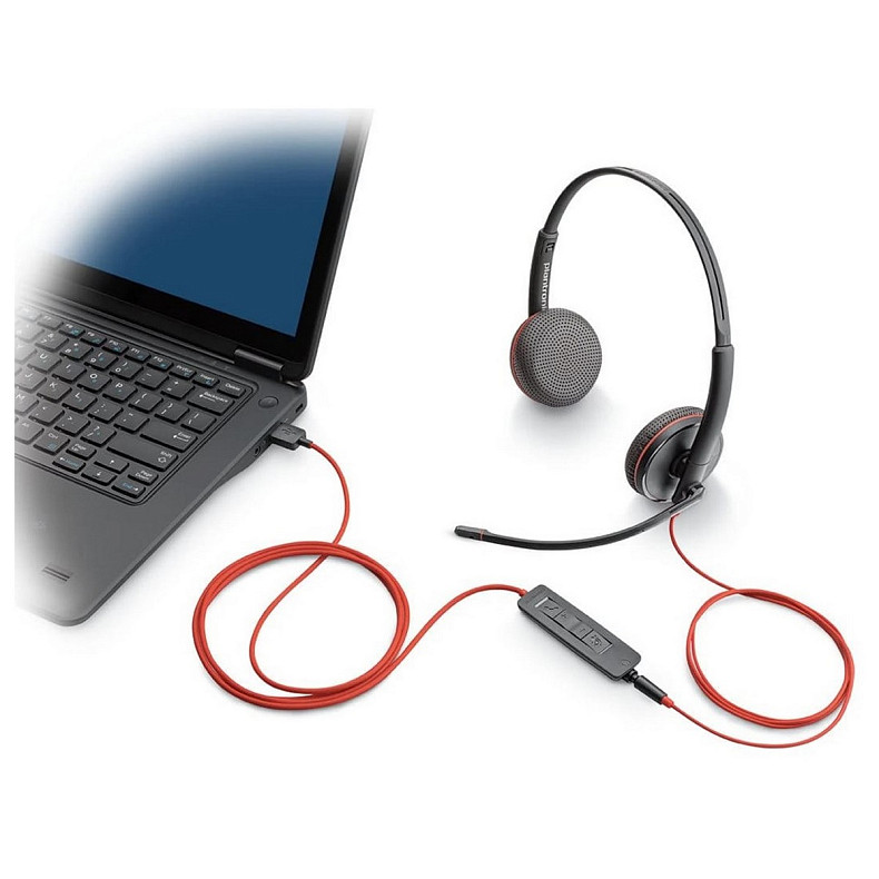 Гарнитура компьютерная стерео On-ear Poly Blackwire 3225, USB-A, USB-C, 3.5 мм, всенаправленный, черный