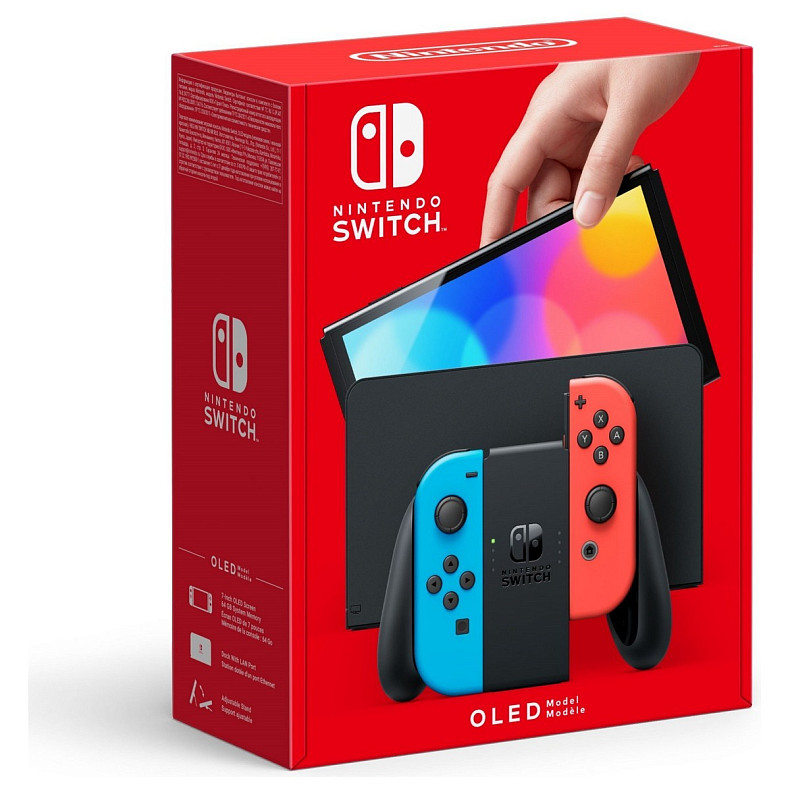 Портативная игровая приставка Nintendo Switch OLED with Neon Blue и Neon Red Joy-Con (045496453442)