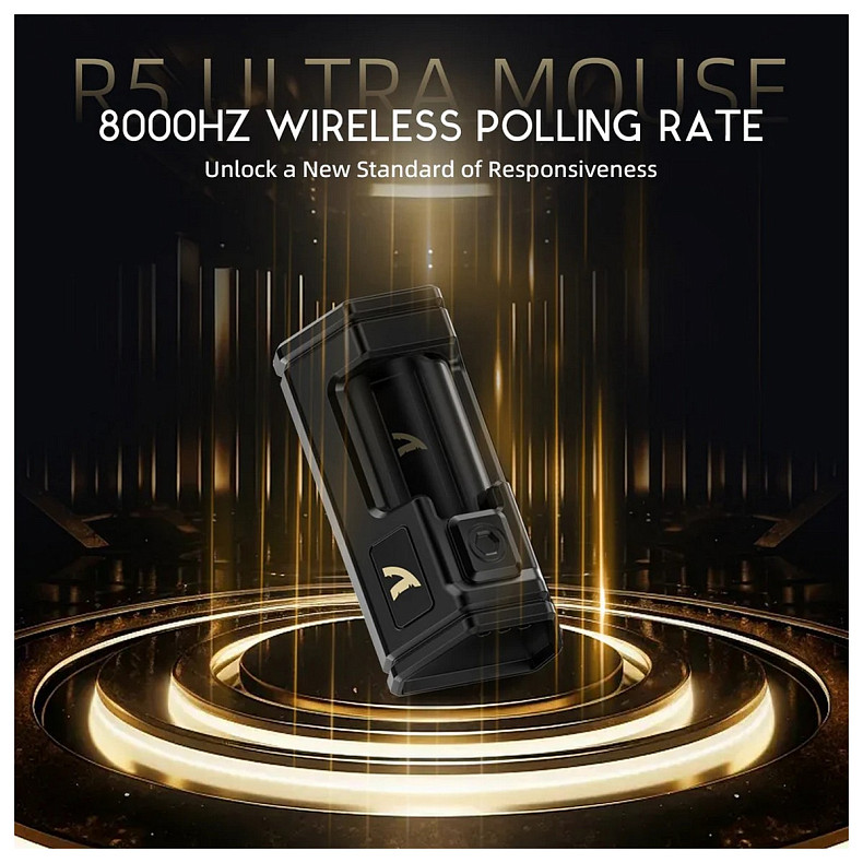Мишка Attack Shark R5 Ultra, Wireless, PAW3950MAX сенсор, 42000dpi., 6кн., Black