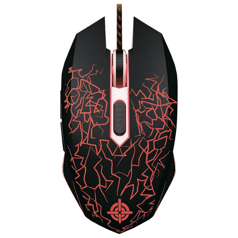 Миша GamePro GS347 чорного кольору з USB-кабелем та килимком