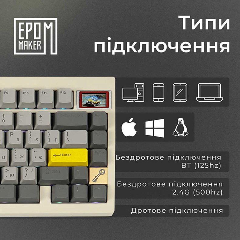 Клавиатура EPOMAKER TH80 PRO V2 Wisteria Tactile White (TH80-PROV2-W-WT)