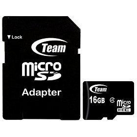 Карта памяти MicroSDHC 16GB Class 4 Team + SD-adapter (TUSDH16GCL403)