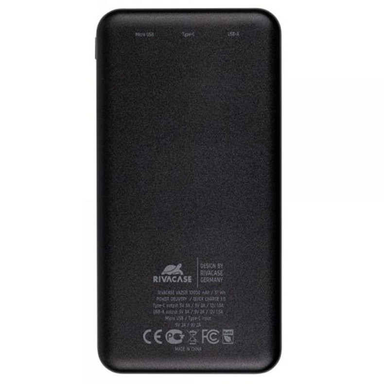 Универсальная мобильная батарея Rivacase Rivapower VA2531 QC3.0, PD3.0 18W 10000mAh Black