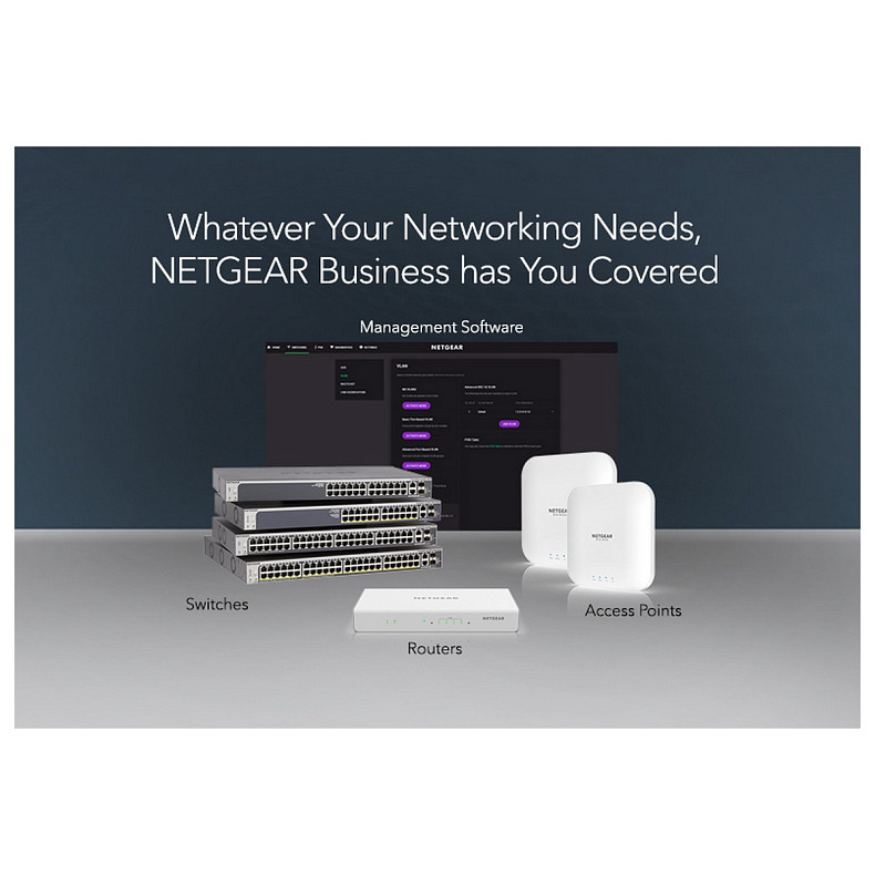 Комутатор NETGEAR GS316PP 16xGE PoE+ (183Вт), FlexPoE, некерований