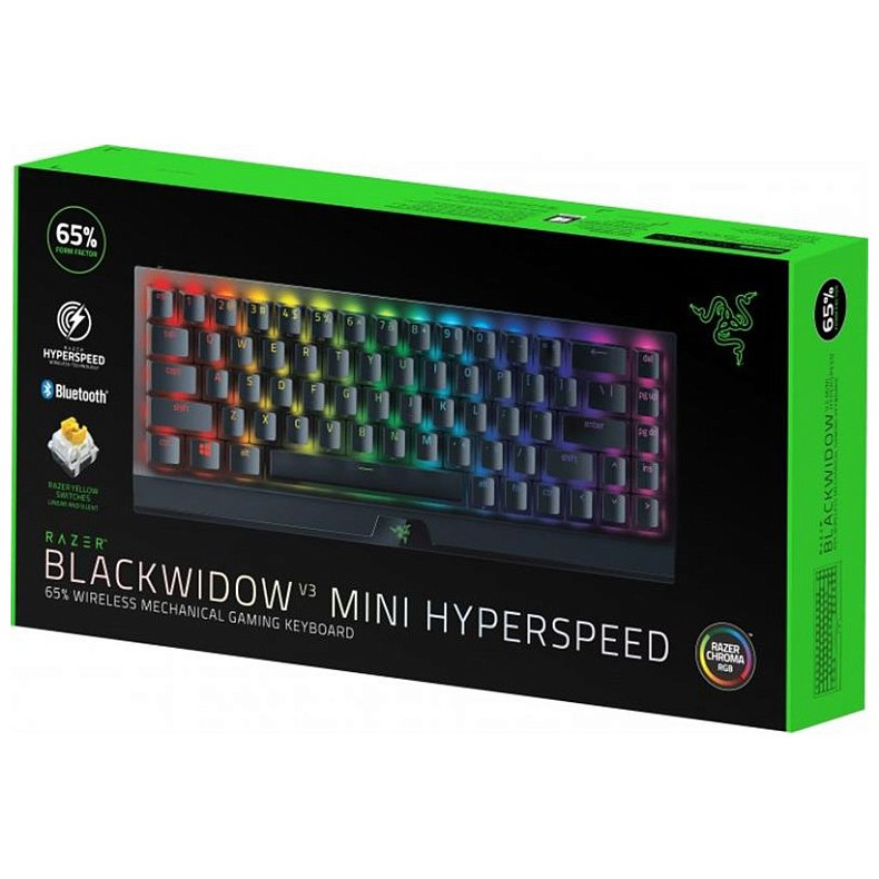 Клавиатура Razer BlackWidow V3 Mini Hyperspeed Yellow Switch RU USB/Bluetooth Black (RZ03-03890700-R3R1)