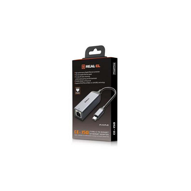 Адаптер REAL-EL CE-150 USB Type-C-RJ45 Black