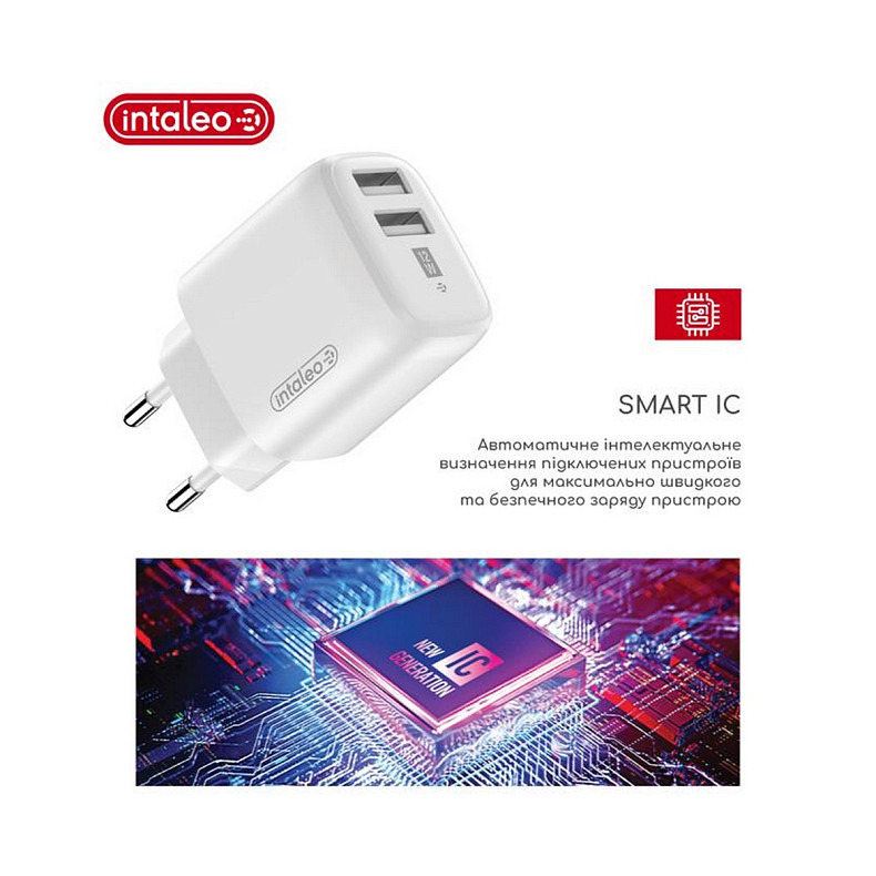 Сетевое зарядное устройство Intaleo TCG242 (2USB, 2.4A) White (1283126578281)