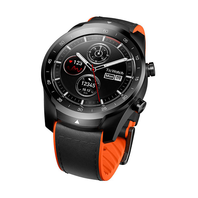 Кожаный ремешок MOBVOI TicWatch Pro Hybrid Leather Strap 22mm Black/Orange