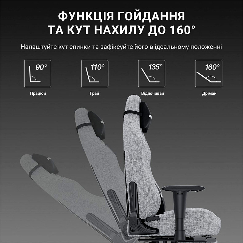 Крісло для геймерів Anda Seat Luna Pro Gray Fabric Size L (AD18T-44-G-F)