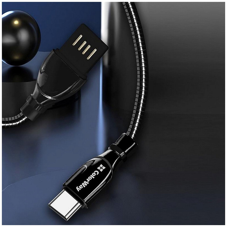 Кабель ColorWay USB-USB Type-C, 2.4А, 1м, Black (CW-CBUC015-BK)