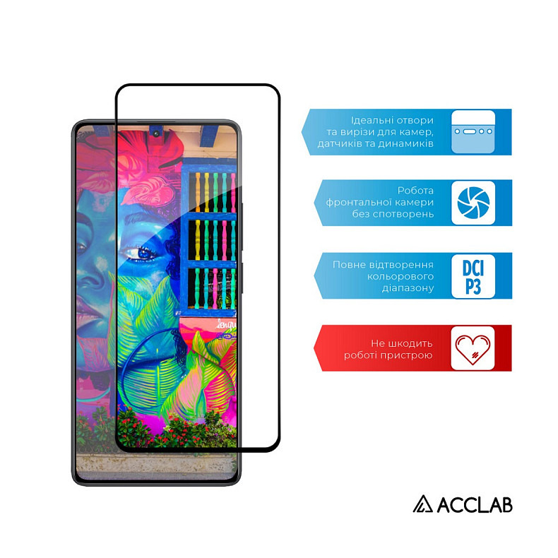 Защитное стекло ACCLAB Full Glue для Xiaomi Redmi Note 13 Pro 4G Black (1283126583780)