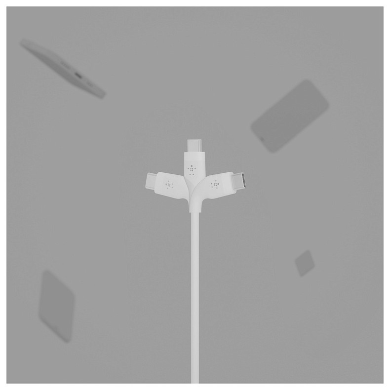 Кабель Belkin USB-A - USB-C силіконовий, з кліпсою, 2м, білий