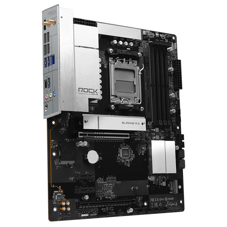 Материнська плата ASRock B850 ROCK WIFI 7 (AM5/B850, 4*DDR5, 2xPCIex16, HDMI, 4xSATAIII,2xM.2, 2.5GLan, ATX)
