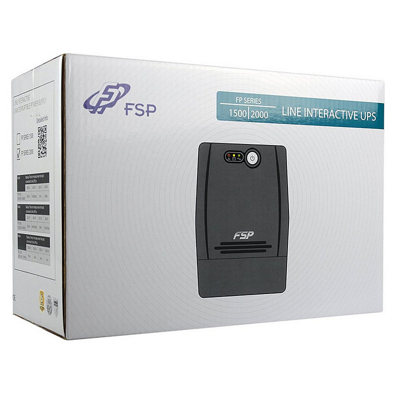 ДБЖ FSP FP1500, 1500ВА/900Вт, Lin-Int, USB/RJ45, SCHUKO*4, AVR, Black