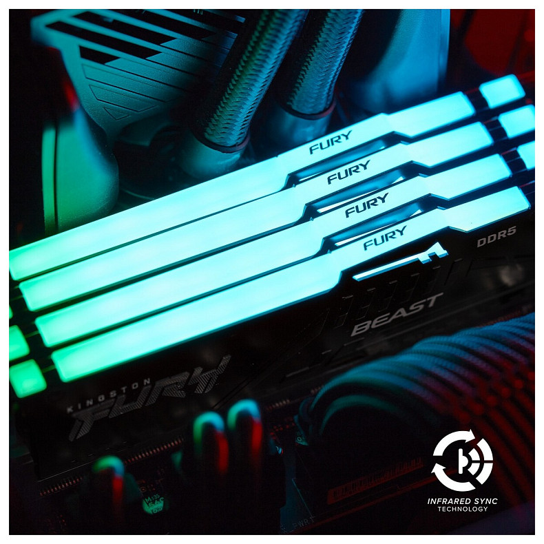 ОЗП Kingston Fury Beast RGB Black 2x32GB 5200 DDR5 (KF552C40BBAK2-64)