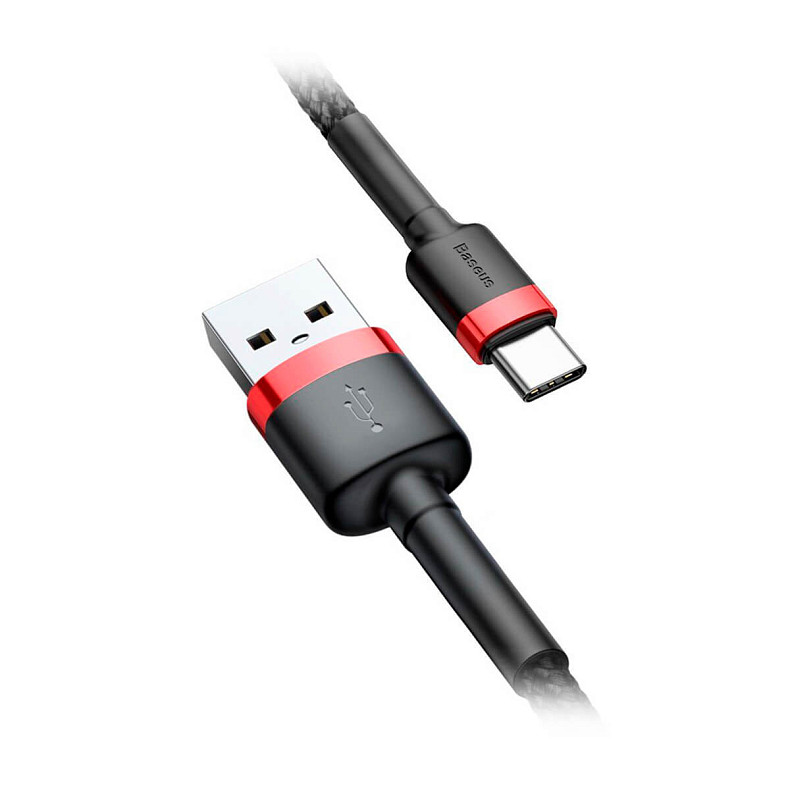 Кабель Baseus Сafule Cable USB For Type-C 2A 2м Red+Black (CATKLF-C91)