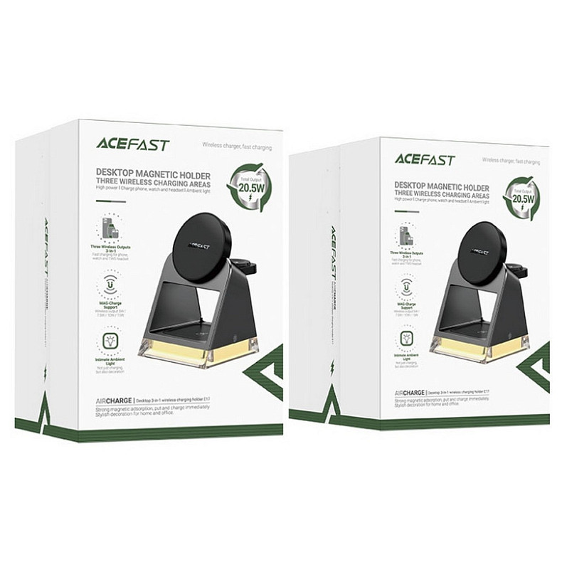 Зарядний пристрій Wireless QI 3in1 15W E17 Acefast