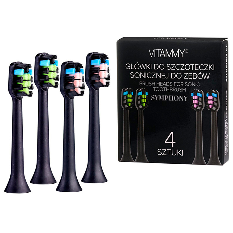 Головки для звукової зубної щітки VITAMMY Symphony, 4 шт чорні