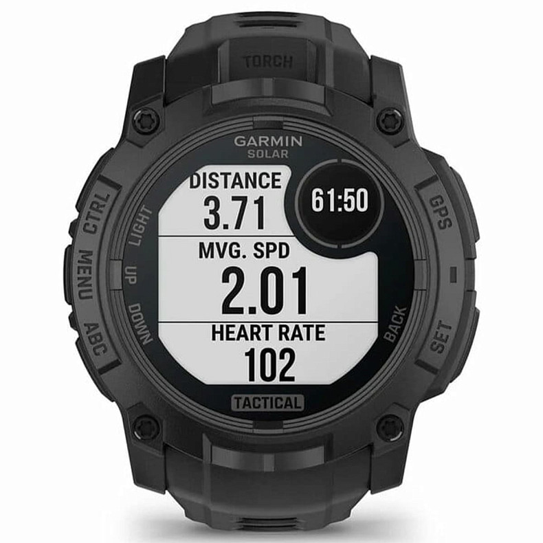 Спортивний годинник GARMIN Instinct 3 50mm Tactical Solar Black with Charcoal Silicone Band (010-02935-90)
