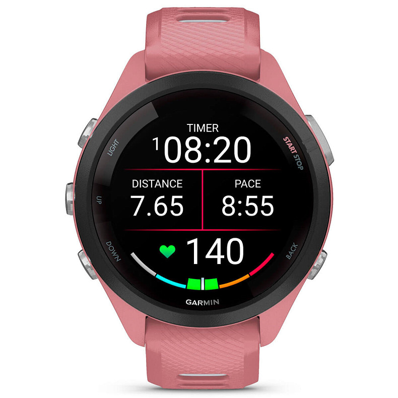 Спортивний годинник GARMIN Forerunner 265S Black Bezel with Light Pink Case and Light Pink/Whitestone Silicone Band