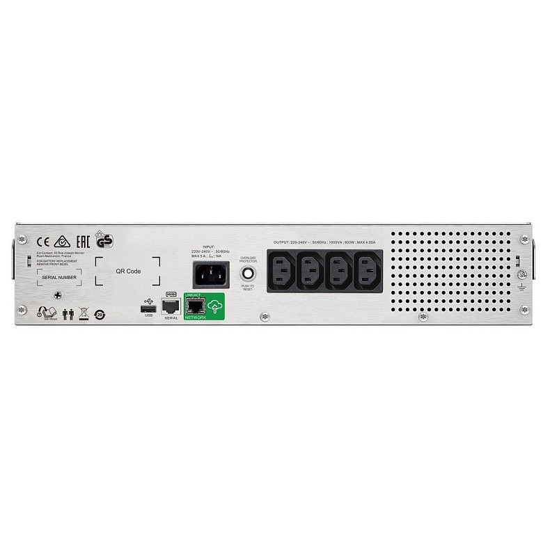 Источник бесперебойного питания APC Smart-UPS C 1000VA/600W, RM 2U, LCD, USB, SmartConnect, 4xC13