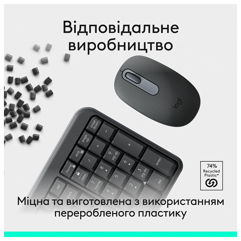 Комплект (клавіатура, миша) бездротовий Logitech MK250 Graphite (920-013823)