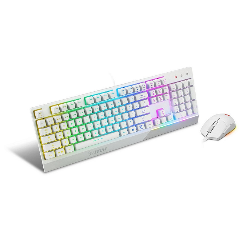 Комплект клавиатуры и мыши MSI Vigor GK30 COMBO WHITE UA USB, EN/UKR/RU, RGB, белый