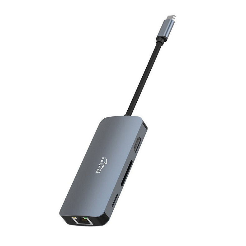 Док-станция USB3.1 Type-C --> HDMI/USB 3.0x3/RJ45/SD/MicroSD/PD 100W Hub Pro 8-in-1 Media-Tech