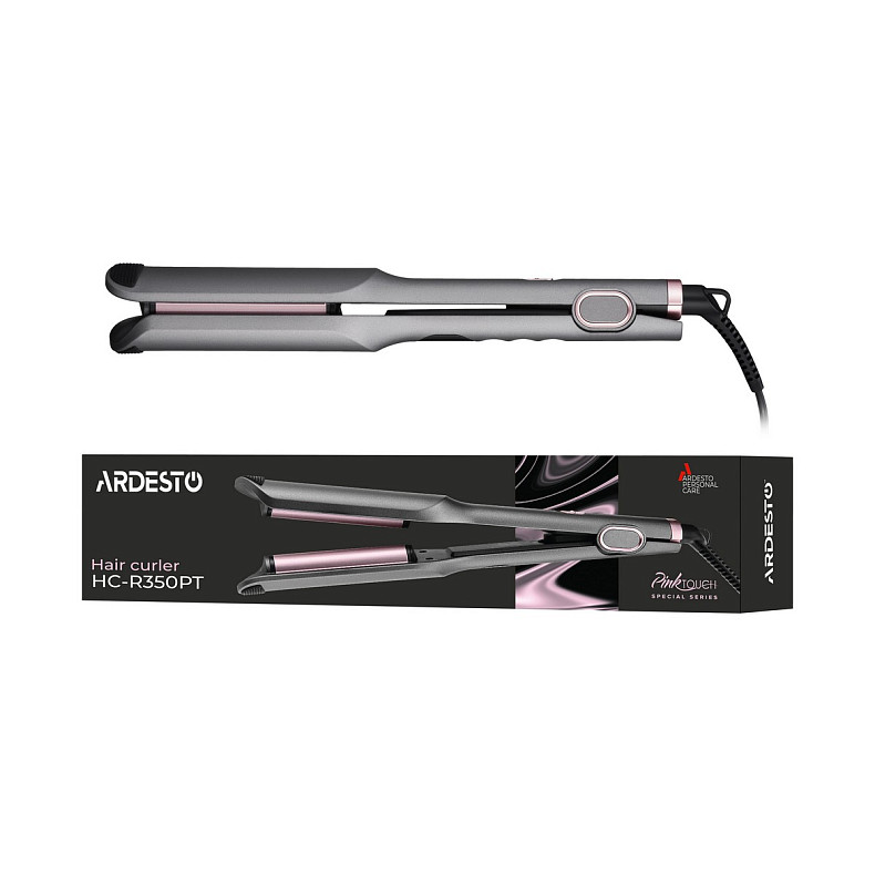 Плойка для завивки волос Ardesto Pink Touch, 55Вт, 100-200C, керамика, серый+розовый