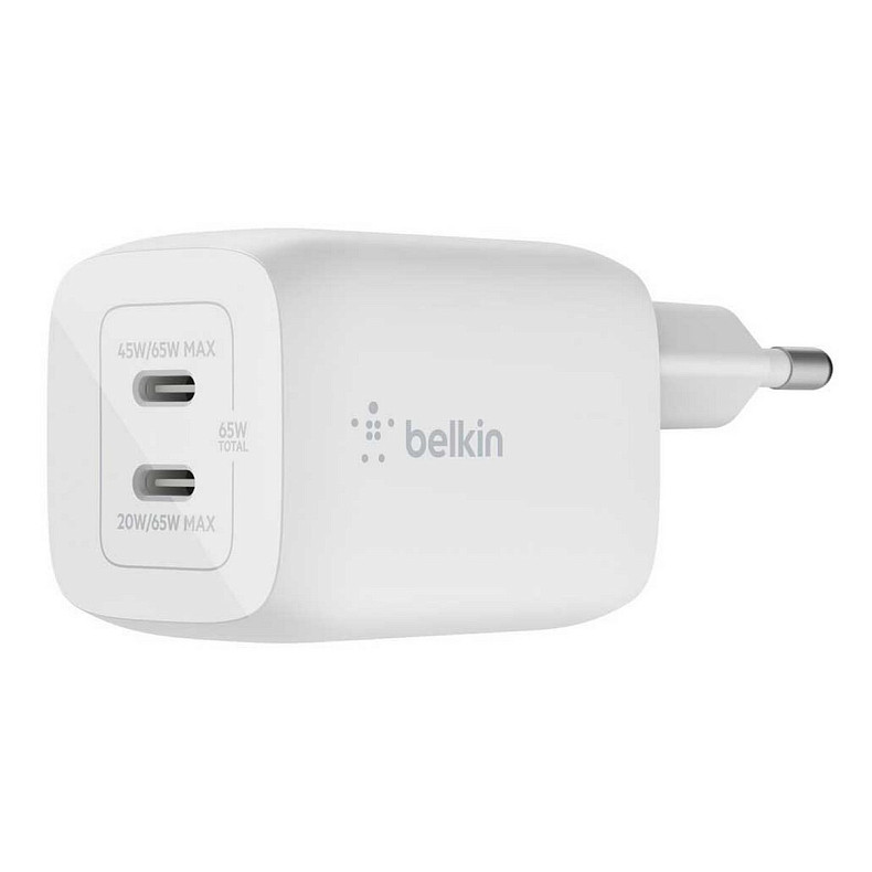 Зарядний пристрій мережевий Belkin 65Вт 2хUSB-С GAN PD PPS, білий