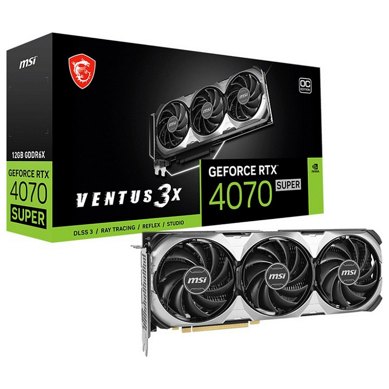 Видеокарта GF RTX 4070 Super 12GB GDDR6X Ventus 3X OC MSI (GeForce RTX 4070 SUPER 12G VENTUS 3X OC)