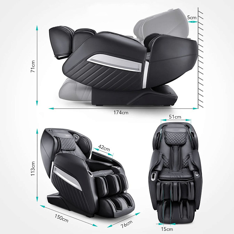 Масажне крісло Naipo MGC-A350 Full Body Music Massage Chair з масажем для ніг (Black)