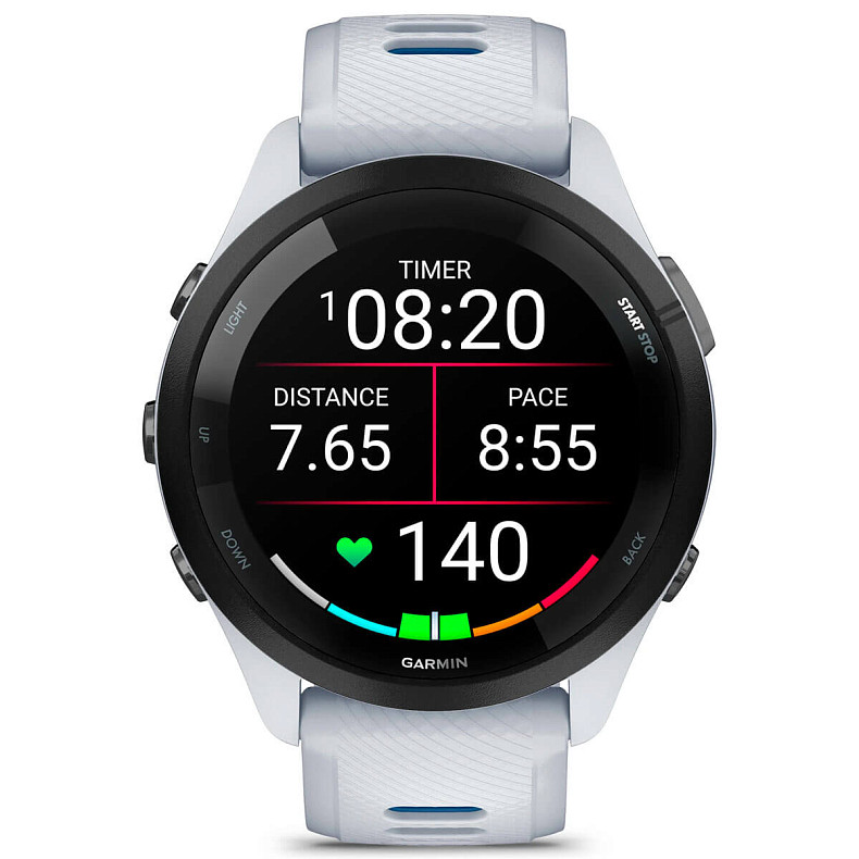 Спортивний годинник GARMIN Forerunner 265 Black Bezel with Whitestone Case and Whitestone/Tidal Blue Silicone Band