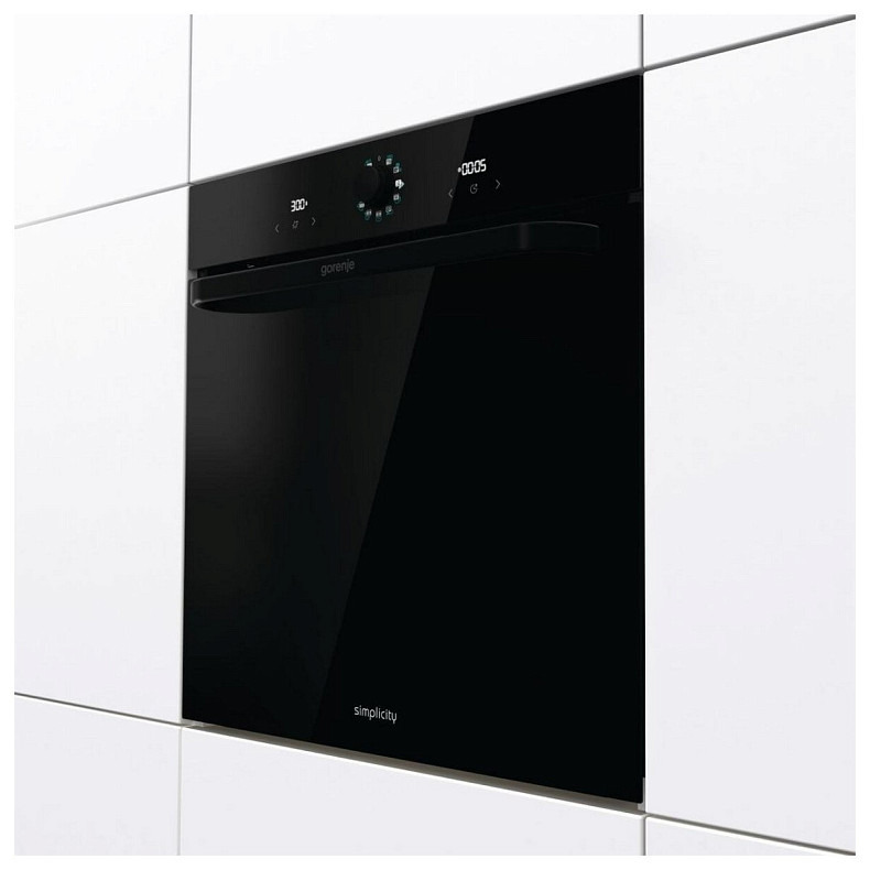 Духова шафа Gorenje електрична, 77л, A, пара, дисплей, макс.темпер.-300, чорний