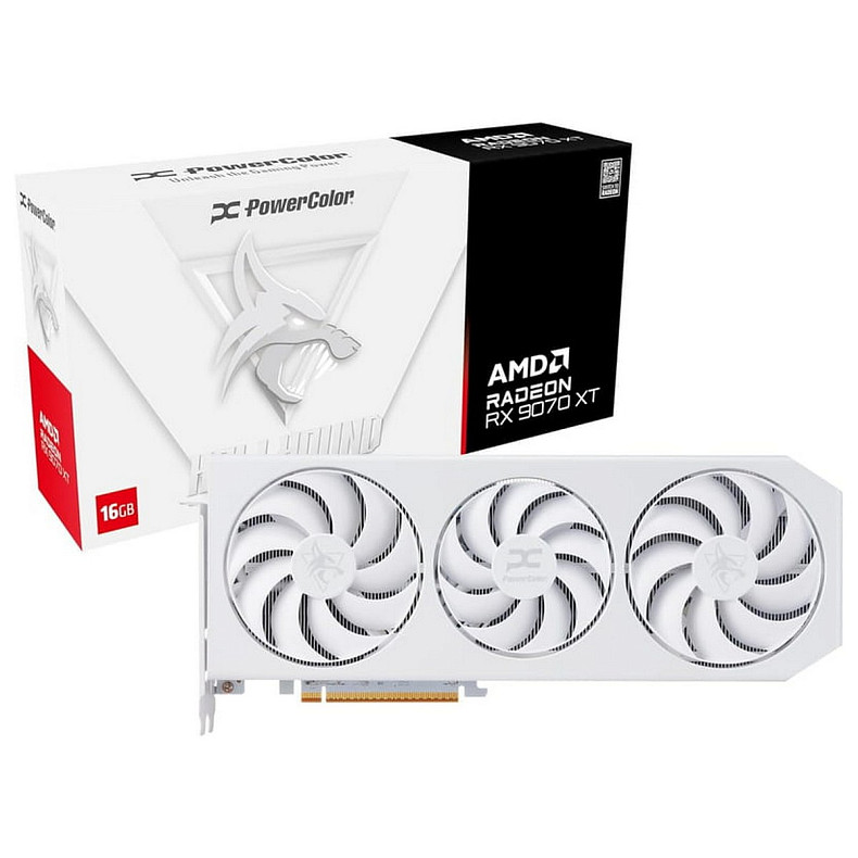 Відеокарта PowerColor Radeon RX 9070 XT Hellhound Spectral White 16GB GDDR6 (RX9070XT 16G-L/OC/WHITE)