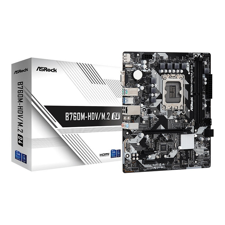 Материнська плата ASRock B760M-HDV/M.2 D4 s1700 B760M 4xDDR4 HDMI DP mATX