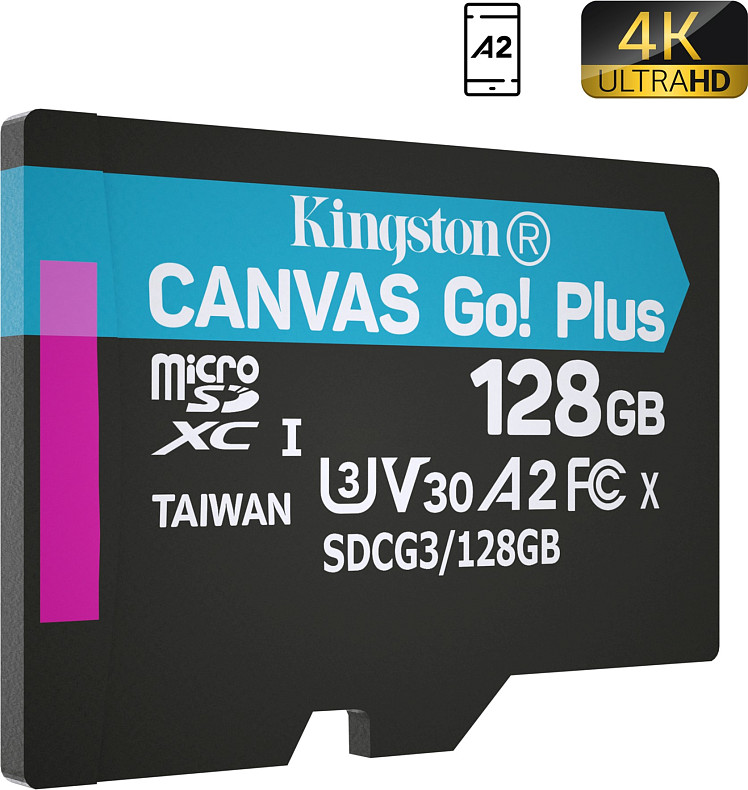 Карта пам'яті Kingston 128GB microSDXC C10 UHS-I U3 A2 R170/W90MB/s (SDCG3/128GBSP)