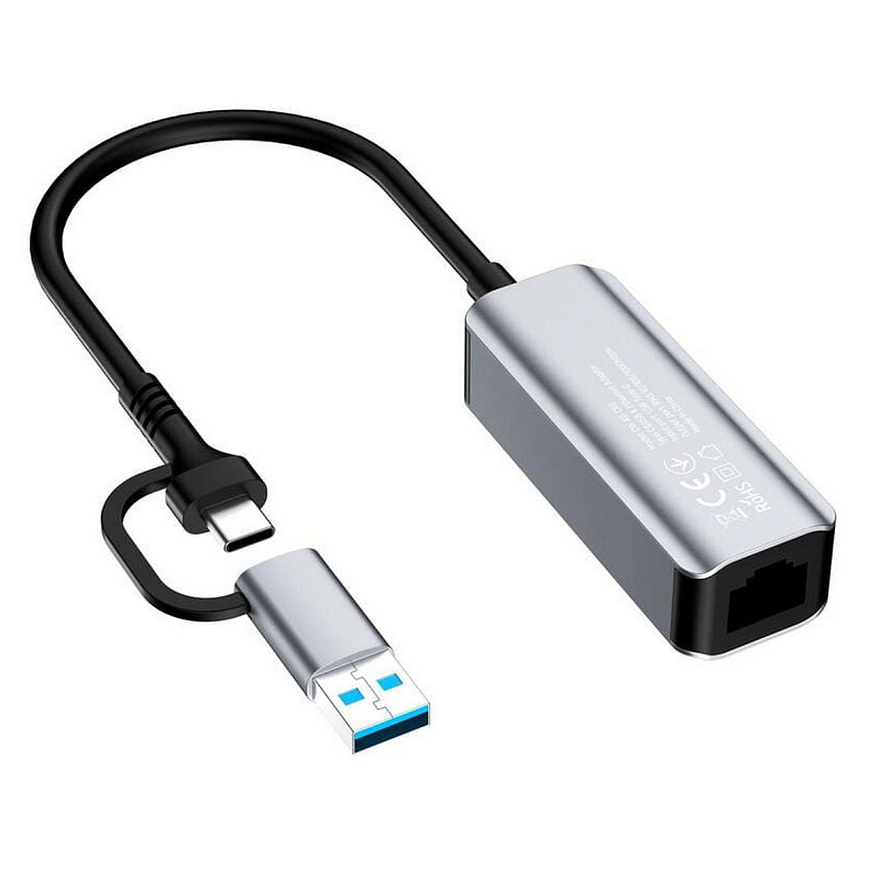 Мережевий адаптер ColorWay USB-A/USB-C 3.0 - RJ45 (CW-AD-CRG)
