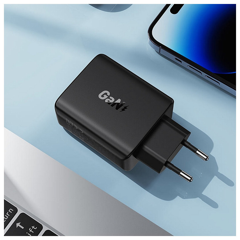 Зарядное устройство 4xUSB 45W (2xUSB-C+2xUSB-A) Gan A61 Fast Charger Black Acefast