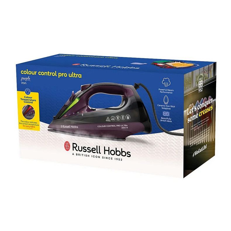 Утюг Russell Hobbs Colour Control Pro Ultra, 2800Вт, 380мл, паровой удар -195гр, самоочищение, и