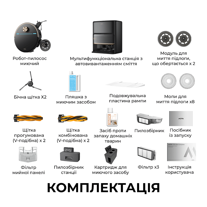 Робот-пилосос MOVA V70 Ultra Complete Black-EUA