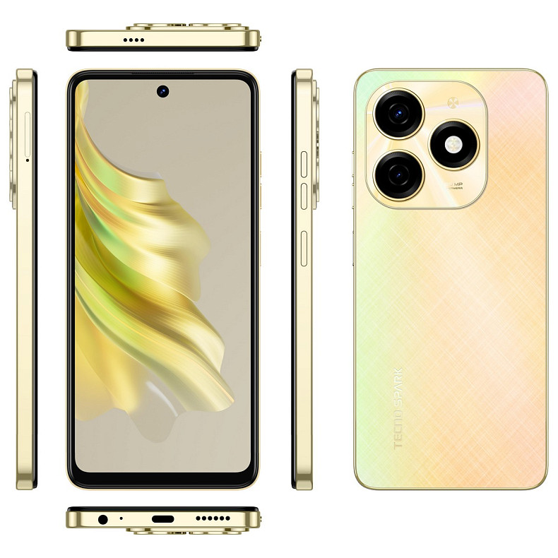 Смартфон Tecno Spark 20 KJ5n 8/256GB Neon Gold (4894947013577)