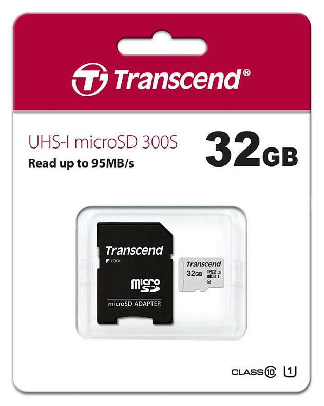 Карта пам'яті Transcend 32GB microSDHC C10 UHS-I R95/W45MB/s + SD адаптер