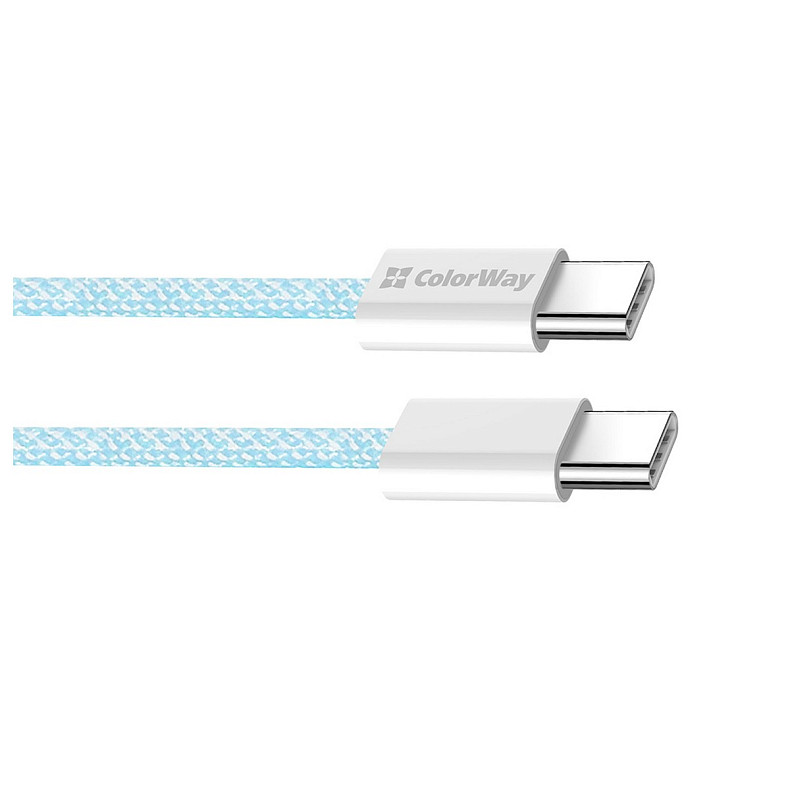 Кабель ColorWay USB Type-C + USB Type-C (M/M), 3.0 А, 1 м, Blue (CW-CBPDCC061-BL)