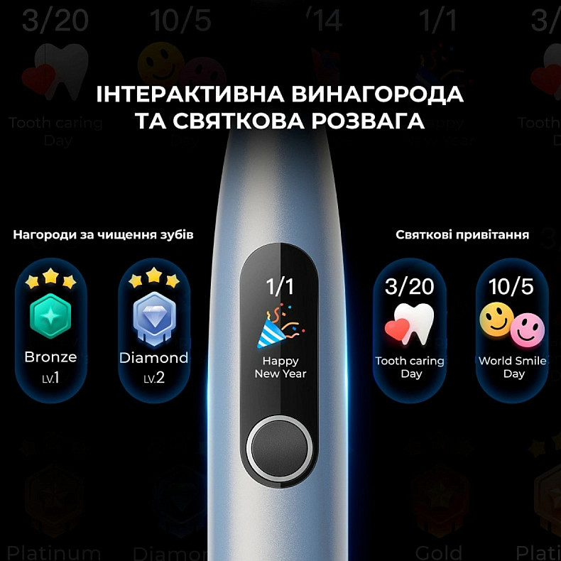 Електрична зубна щітка Oclean X Plus Pro Digital Silver