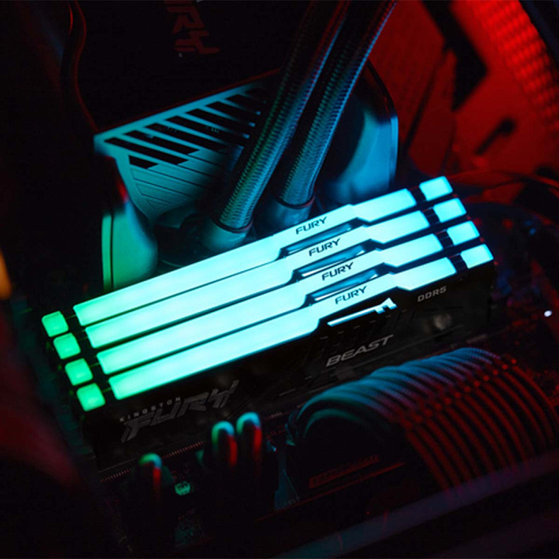 ОЗУ Kingston 64GB DDR5 6400MHz Fury Beast RGB 2x 32 KF564C32BBAK2-64