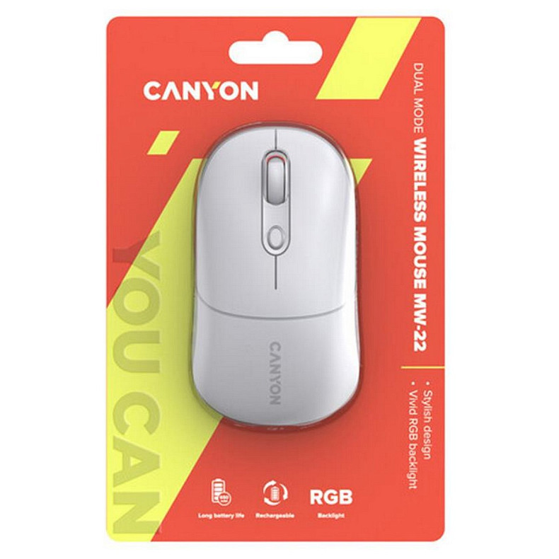 Мышка Canyon MW-22 Dual Band RGB Wireless Snow White (CNS-CMSW22SW)