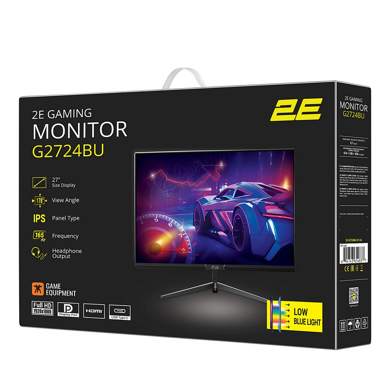 Монитор 2E GAMING 27" G2724BU HDMI, DP, Type-C, IPS, 165Hz, 1ms, FreeSync
