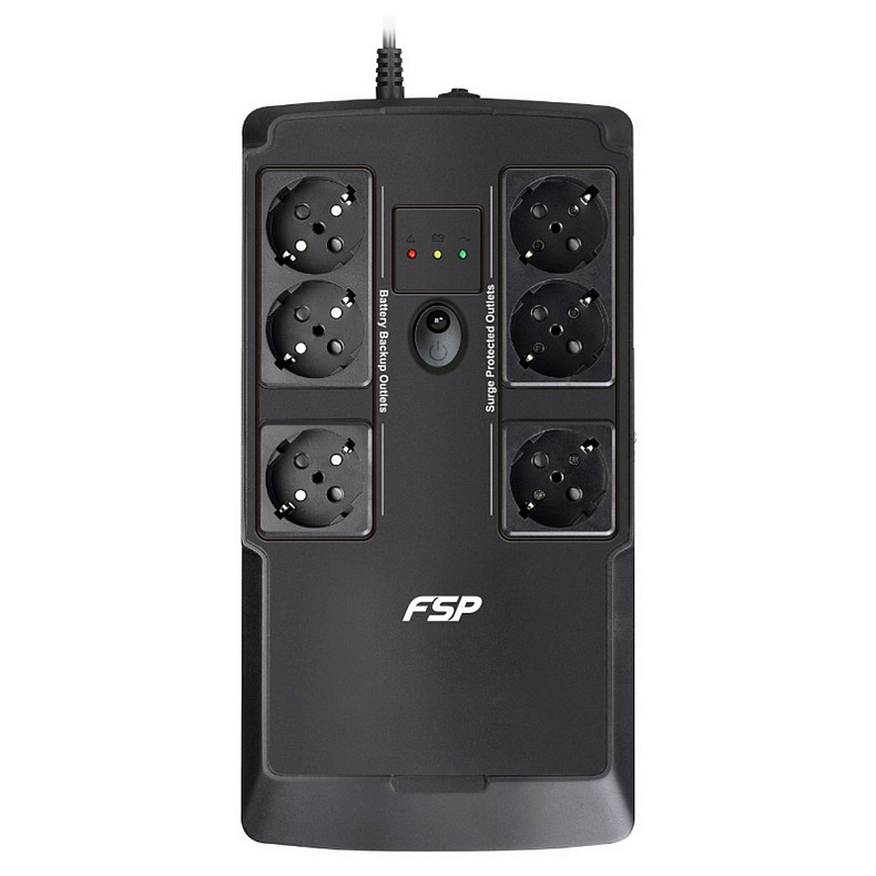 ДБЖ FSP NanoFit 600, 600ВА/360Вт, SCHUKO, USB/2хUSB зар 5V/1A(Max.), AVR